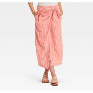 Universal Thread Pink Midi Front Wrap Knot Skirt XL